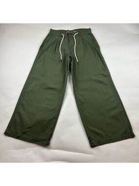 PETITE Old Navy Alpine Tundra Cotton Canvas Drapey Wide Leg Drawstring Pant 2P